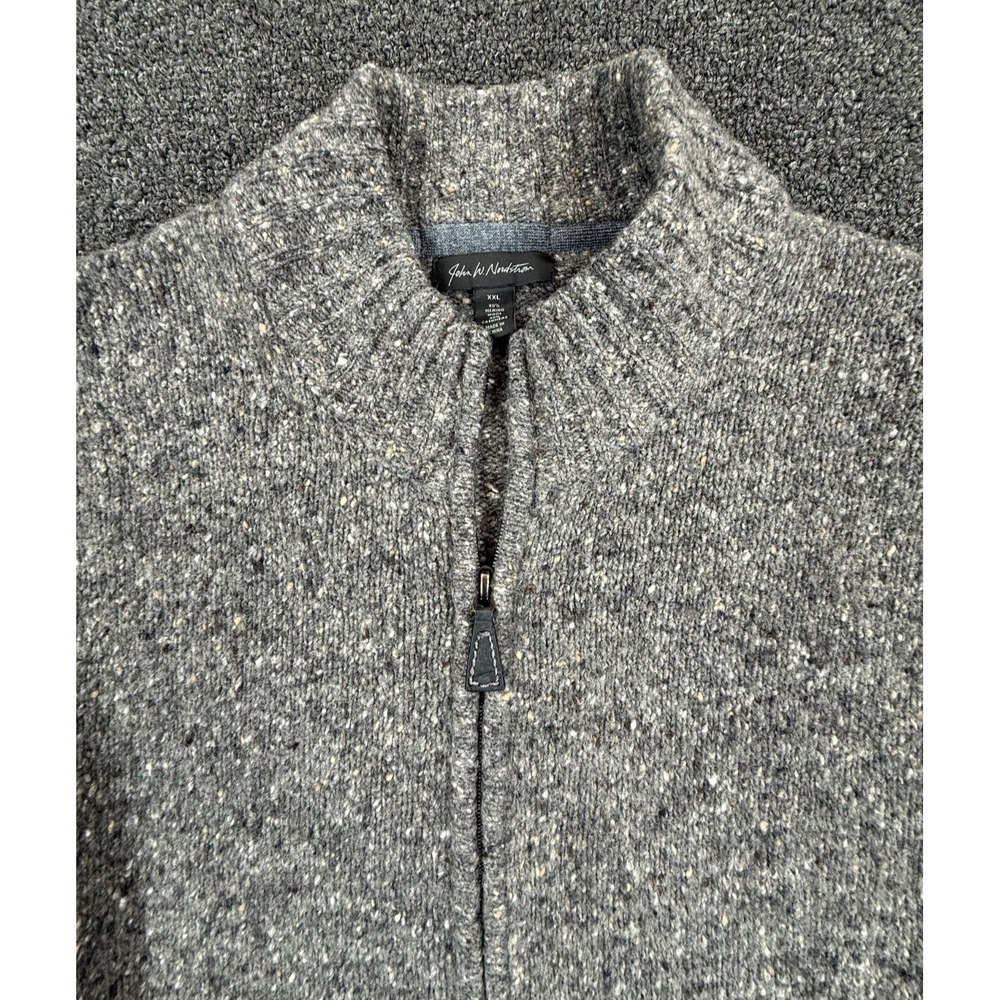 John W Nordstrom Mens XXL Merino Wool Cashmere Zip Cardigan Sweater Gray - Picture 3 of 6